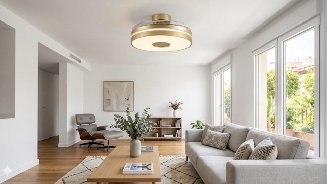 Lámpara ventilador de techo con aspas retráctiles para salón moderno